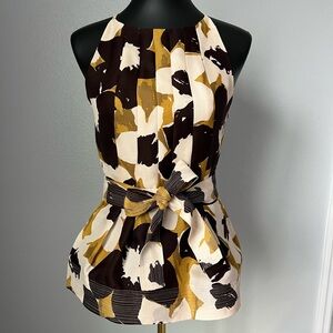 J. Crew Collection floral peplum silk blouse